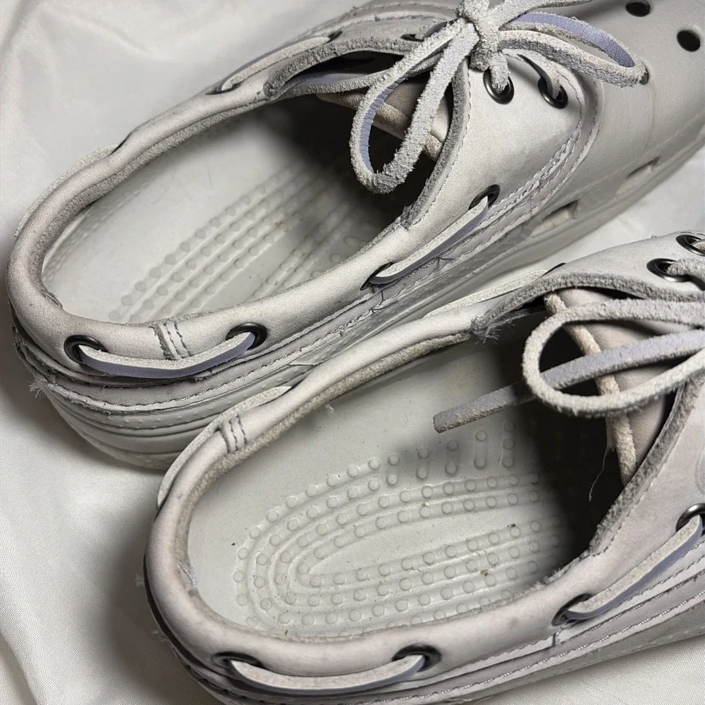 Crocs Pit Crew Islander Deck Boat Shoes , Gray Mens 5 Womens 7